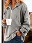 Sweat-shirts Décontracté Plain Hiver Zip Sweat-shirt à Capuche Quotidien Jersey Régulier Droit pour Femmes