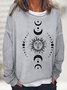 Sweat-shirts Femmes Rétro Printemps / Automne Soleil Quotidien Ample Manches Longues Col Rond en Mélangé de Coton Régulier