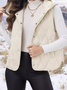 Micro-élasticité Encapuchonné Sans Manches en Toison Plain Gilet pour Femmes