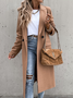 à Col Revers Manches Longues Régulier Plain Manteau pour Femmes