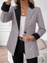 Micro-élasticité Col Châle Manches Longues Régulier Bloc de Couleur Blazer pour Femmes