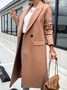 à Col Revers Manches Longues Régulier Plain Manteau pour Femmes