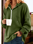 Sweat-shirts Décontracté Plain Hiver Zip Sweat-shirt à Capuche Quotidien Jersey Régulier Droit pour Femmes