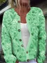 Cardigans Décontracté Floral Printemps / Automne Boutonné Micro-élasticité Ample Manches Longues Régulier Droit pour Femmes