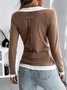 T-shirts Décontracté Bloc de Couleur Printemps / Automne Micro-élasticité Ample Manches Longues Régulier Droit Régulier pour Femmes