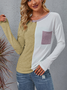 T-shirts Femmes Décontracté Bloc de Couleur Printemps / Automne Micro-élasticité Quotidien Jersey Régulier Droit Régulier