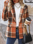 à Col Revers Manches Longues Régulier Plaid Blazer pour Femmes