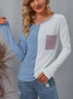 T-shirts Femmes Décontracté Bloc de Couleur Printemps / Automne Micro-élasticité Quotidien Jersey Régulier Droit Régulier