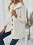 Col Châle Manches Longues Régulier Plain Gilet Poche Couture pour Femmes
