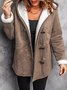 Sweat-shirt à Capuche Manches Longues en Toison Plain Sweat à capuche zippé Blouson Boutonné pour Femmes