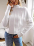 Pulls Femmes Décontracté Plain Printemps / Automne Micro-élasticité Quotidien Manches Longues Col Roulé Fil/fil de laine Régulier