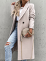 à Col Revers Manches Longues Régulier Plain Manteau pour Femmes