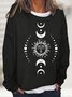 Sweat-shirts Femmes Rétro Printemps / Automne Soleil Quotidien Ample Manches Longues Col Rond en Mélangé de Coton Régulier