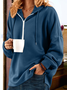 Sweat-shirts Décontracté Plain Hiver Zip Sweat-shirt à Capuche Quotidien Jersey Régulier Droit pour Femmes