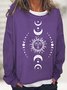 Sweat-shirts Femmes Rétro Printemps / Automne Soleil Quotidien Ample Manches Longues Col Rond en Mélangé de Coton Régulier