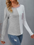 T-shirts Femmes Décontracté Bloc de Couleur Printemps / Automne Micro-élasticité Quotidien Jersey Régulier Droit Régulier