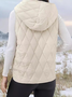 Micro-élasticité Encapuchonné Sans Manches en Toison Plain Gilet pour Femmes