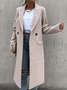 à Col Revers Manches Longues Régulier Plain Manteau pour Femmes