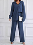 Deux Pièces Ensembles Décontracté Plain Printemps / Automne Polyester Naturel Quotidien Ample Droit Régulier pour Femmes