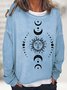 Sweat-shirts Femmes Rétro Printemps / Automne Soleil Quotidien Ample Manches Longues Col Rond en Mélangé de Coton Régulier
