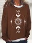 Sweat-shirts Femmes Rétro Printemps / Automne Soleil Quotidien Ample Manches Longues Col Rond en Mélangé de Coton Régulier