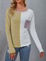 T-shirts Femmes Décontracté Bloc de Couleur Printemps / Automne Micro-élasticité Quotidien Jersey Régulier Droit Régulier