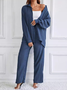 Deux Pièces Ensembles Décontracté Plain Printemps / Automne Polyester Naturel Quotidien Ample Droit Régulier pour Femmes