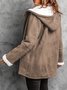 Sweat-shirt à Capuche Manches Longues en Toison Plain Sweat à capuche zippé Blouson Boutonné pour Femmes