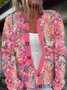 Cardigans Décontracté anacardier Fleurs Printemps / Automne Boutonné Micro-élasticité Quotidien Ample Manches Longues ré pour Femmes