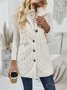 Col Châle Manches Longues Régulier Plain Gilet Poche Couture pour Femmes