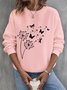 Sweat-shirts Femmes Décontracté Printemps / Automne Pissenlit Coton Micro-élasticité Ample Manches Longues Régulier Régulier