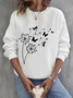 Sweat-shirts Femmes Décontracté Printemps / Automne Pissenlit Coton Micro-élasticité Ample Manches Longues Régulier Régulier