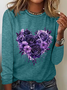 T-shirts Femmes Décontracté Printemps / Automne Coeur/cordé Quotidien Ample Col Rond Régulier Droit Régulier