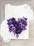 T-shirts Femmes Décontracté Printemps / Automne Coeur/cordé Quotidien Ample Col Rond Régulier Droit Régulier