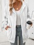 Micro-élasticité Sweat-shirt à Capuche Manches Longues Épaissi Plain Caniche Blouson Zip pour Femmes
