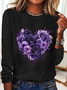 T-shirts Femmes Décontracté Printemps / Automne Coeur/cordé Quotidien Ample Col Rond Régulier Droit Régulier