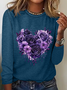 T-shirts Femmes Décontracté Printemps / Automne Coeur/cordé Quotidien Ample Col Rond Régulier Droit Régulier
