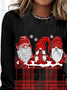 T-shirts Femmes Décontracté Printemps / Automne Noël Micro-élasticité Jersey Manches Longues Régulier Droit Régulier