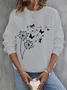 Sweat-shirts Femmes Décontracté Printemps / Automne Pissenlit Coton Micro-élasticité Ample Manches Longues Régulier Régulier