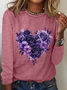 T-shirts Femmes Décontracté Printemps / Automne Coeur/cordé Quotidien Ample Col Rond Régulier Droit Régulier