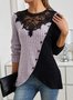 Chemisiers1 Décontracté Bloc de Couleur Printemps / Automne Polyester Micro-élasticité Ample Manches Longues Droit Régulier pour Femmes