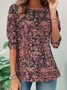 T-shirts Femmes Décontracté Floral Printemps / Automne Quotidien Manches Longues Col Rond Régulier Droit Non