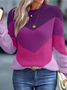 Pulls Décontracté Bloc de Couleur Printemps / Automne Quotidien Ample Manches Longues Fil/fil de laine Régulier Régulier pour Femmes