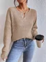 Pulls Décontracté Plain Printemps / Automne Ample Manches Longues Col Rond Fil/fil de laine Droit Régulier pour Femmes
