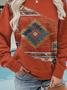 Sweat-shirts Rétro Printemps / Automne Ethnique Géométrie Polyester Quotidien Manches Longues Col Rond Droit Régulier pour Femmes