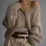 Cardigans Femmes Décontracté Plain Hiver Quotidien Coupe Régulière Manches Longues Laine/Tricot Droit Élasticité moyenne
