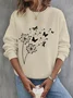 Sweat-shirts Femmes Décontracté Printemps / Automne Pissenlit Coton Micro-élasticité Ample Manches Longues Régulier Régulier