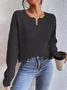 Pulls Décontracté Plain Printemps / Automne Ample Manches Longues Col Rond Fil/fil de laine Droit Régulier pour Femmes