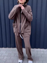 Deux Pièces Ensembles Femmes Décontracté Plain Printemps / Automne Polyester Naturel Micro-élasticité Manches Longues Manteau avec Pantalons Régulier