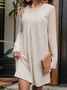 Femmes Plain Kaki Col Rond Confortable Robe Mi-Longue Décontracté